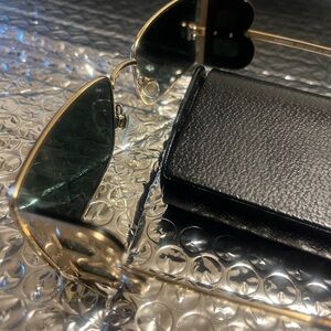 Burberry B Motif Rectangular Frame Aviator Sunglasses - Gold - 9/10 Condition